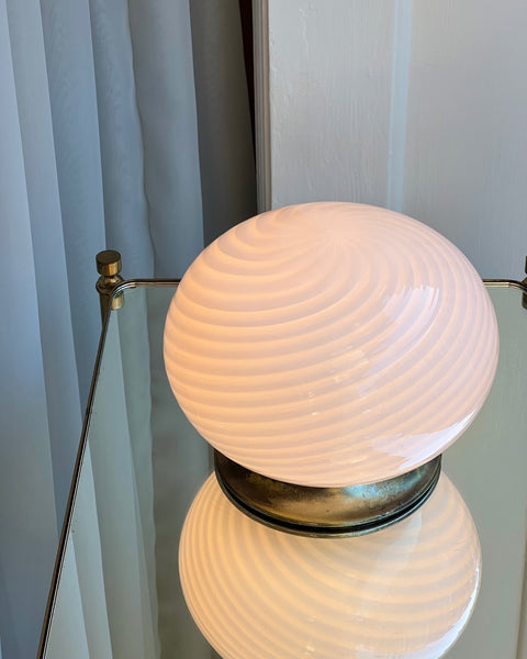 Vintage white swirl Murano table lamp