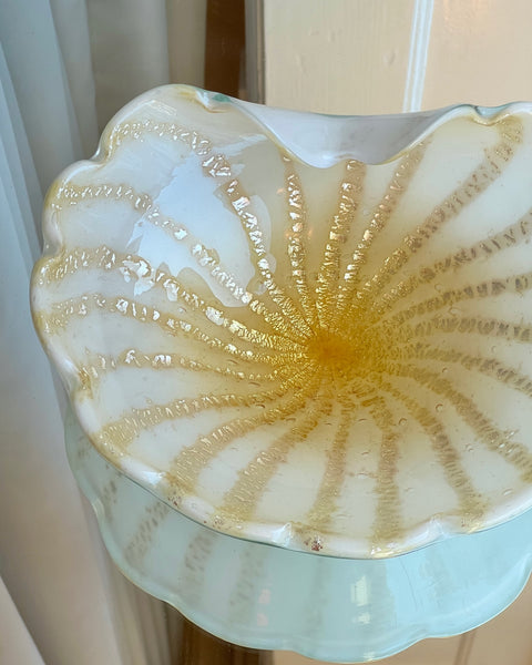Vintage golden Murano shell dish/bowl