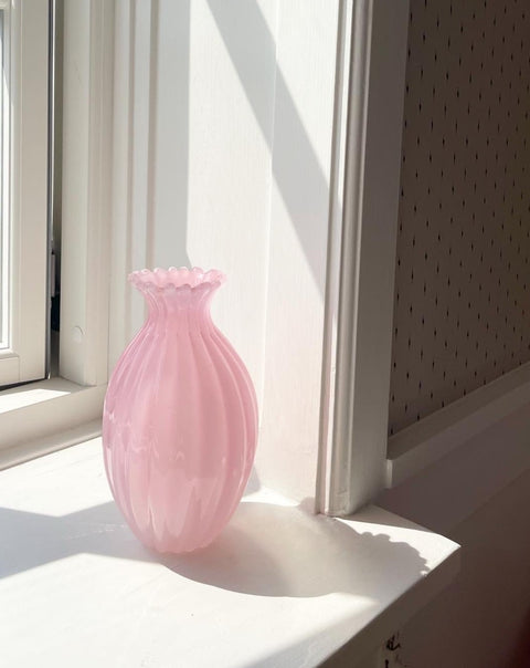 Vintage opal pink Murano vase