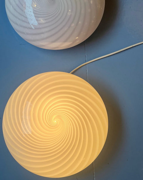 Vintage Murano light pink swirl ceiling/wall lamp (D28)