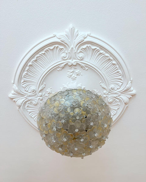 Vintage clear/golden Murano flower ceiling/wall lamp