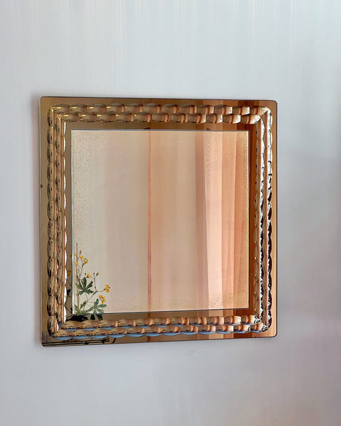 Vintage Italian mirror with golden brown mirror