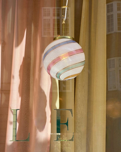 Vintage Murano multi-coloured swirl ceiling lamp