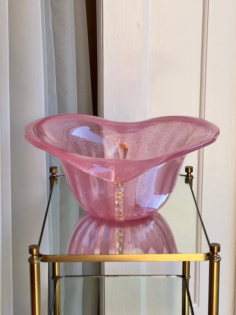 Vintage large opal pink/golden Murano shell bowl
