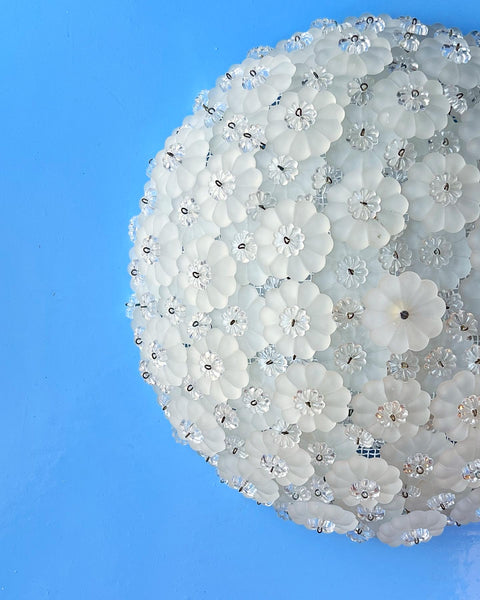 Vintage opal white Murano flower ceiling/wall lamp