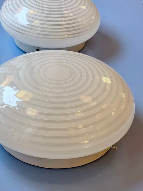 Vintage Murano white swirl ceiling/wall lamp (D30)