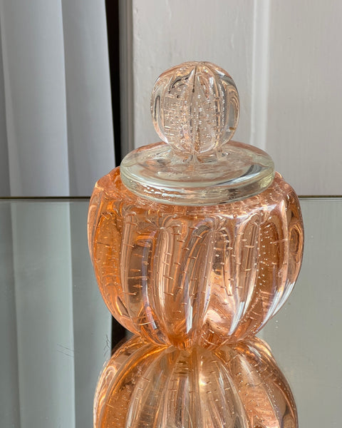 Vintage rose/clear Murano bonbonniere