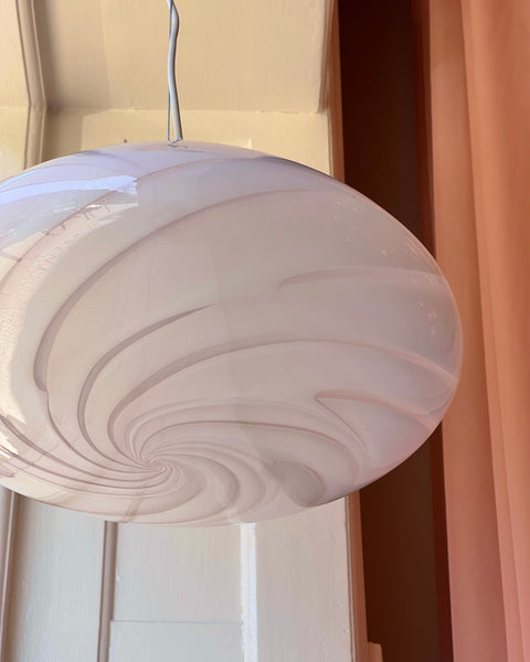 Vintage Murano oval light pink swirl ceiling lamp (D40)