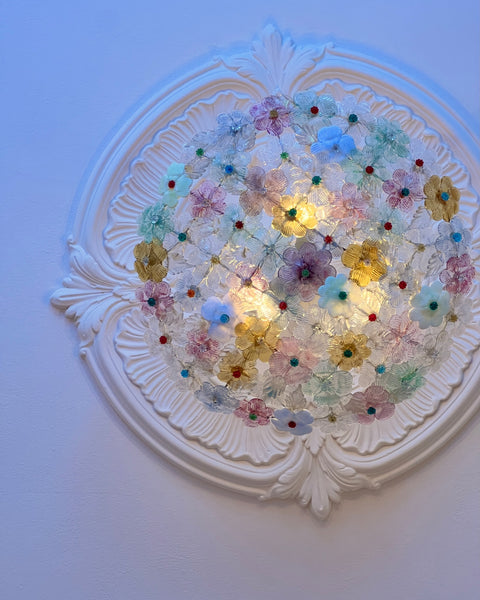 Vintage multi Murano flower ceiling lamp (D45)