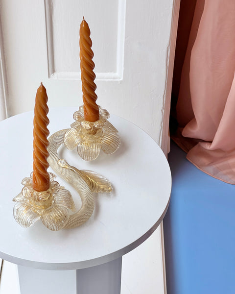 Vintage Murano golden flower candle holders