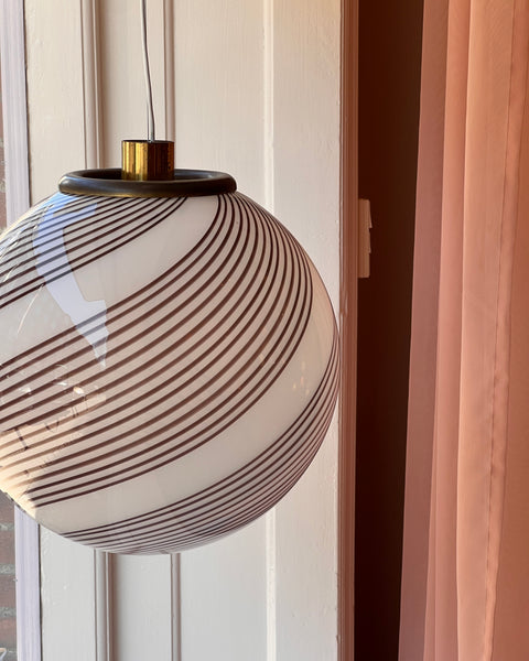 Vintage Murano cream/brown swirl ceiling lamp (D45)