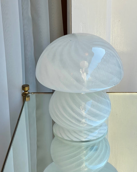 Vintage white Murano mushroom table lamp
