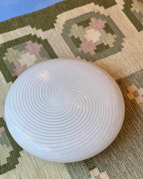 Large vintage Murano white swirl ceiling/wall lamp