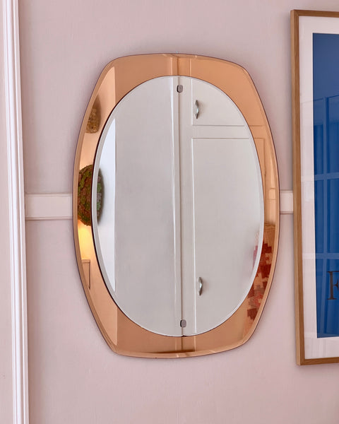 Vintage oval rosegold Italian mirror