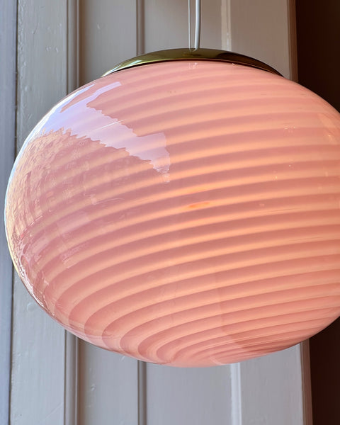 Vintage Murano oval pink swirl ceiling lamp (D40)