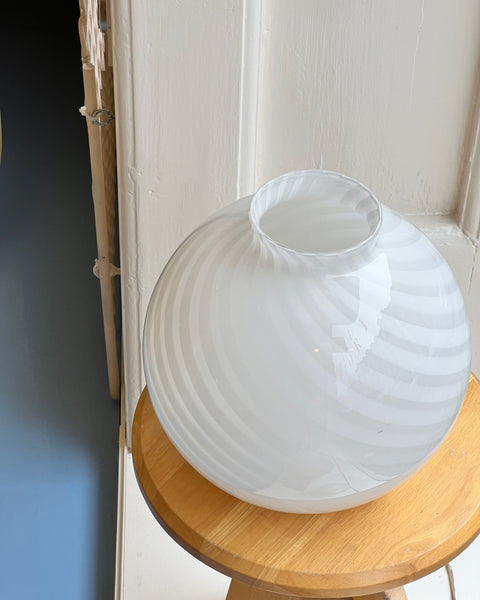 Round vintage white swirl Murano vase