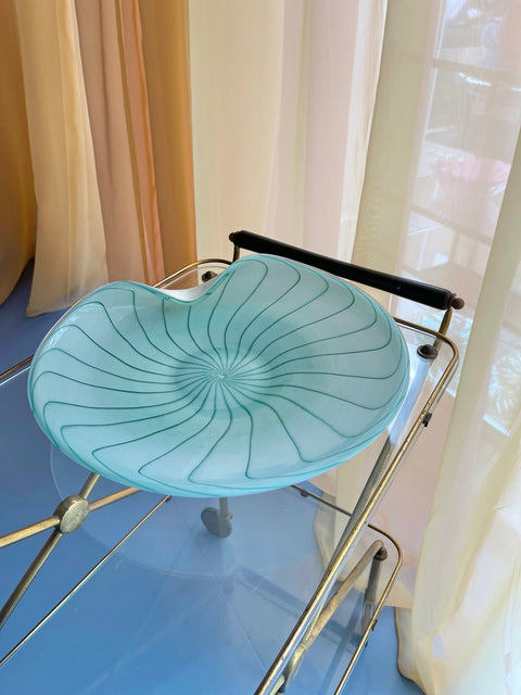 Large vintage turquoise swirl Murano bowl/dish