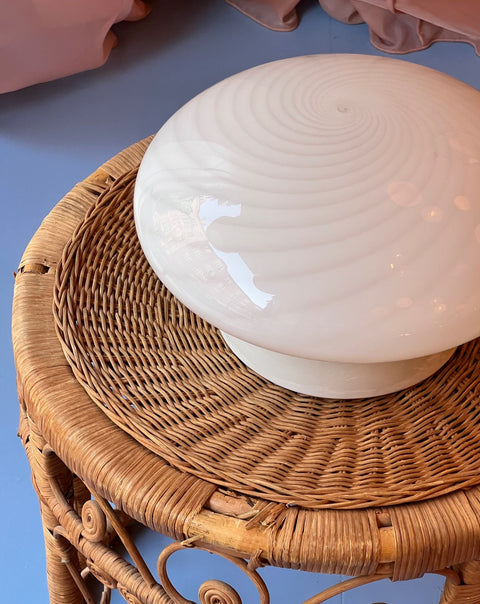 Vintage Murano white swirl ceiling/wall lamp (D28)