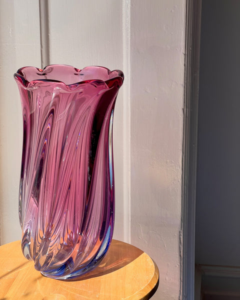 Large vintage pink/purple Murano vase