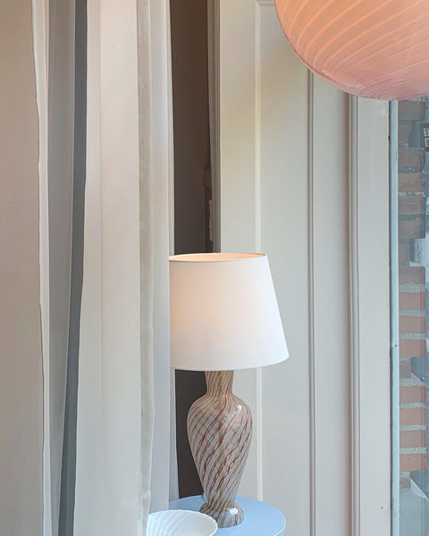 Vintage red/white ribbon Murano table lamp