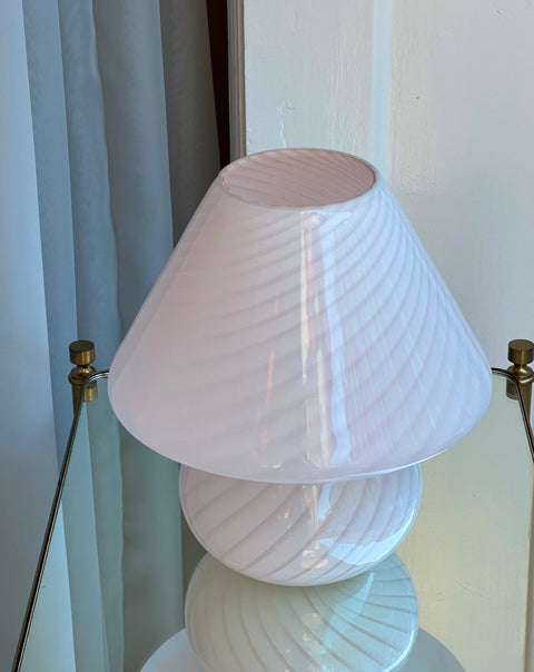 Vintage light pink Murano mushroom table lamp - Medium