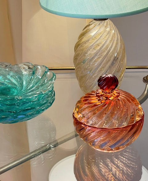 Two-toned red glass bonbonniere