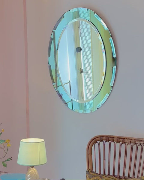 Vintage Green Oval Italian Mirror