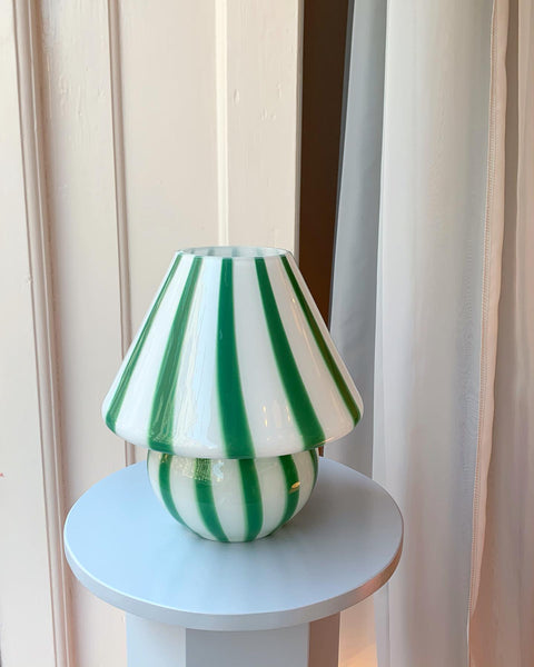 Mushroom table lamp - Green vertical stripes
