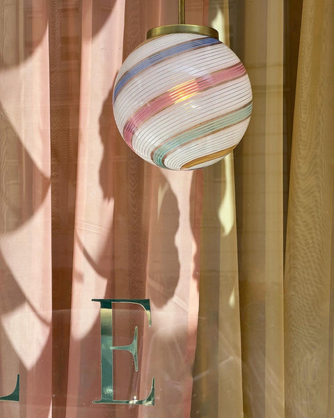 Vintage Murano multi-coloured swirl ceiling lamp