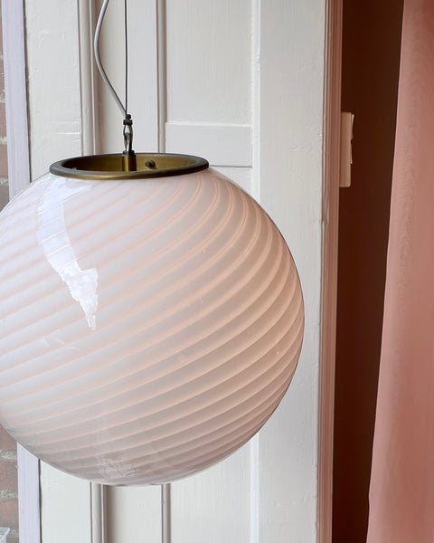 Vintage Murano white swirl ceiling lamp (D40)