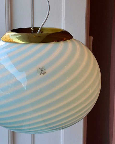 Vintage Murano oval blue swirl ceiling lamp (D40)