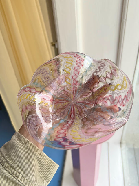 Vintage multi-coloured Murano latticino plate/bowl