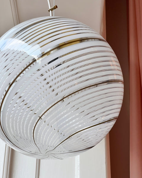 Vintage Murano white/brown/transparent ceiling lamp (D35)