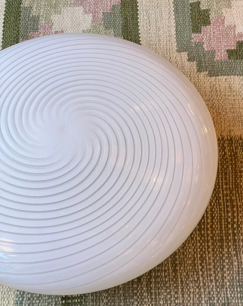 Large vintage Murano white swirl ceiling/wall lamp