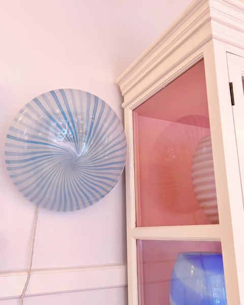 Vintage Murano blue spiral ceiling/wall lamp