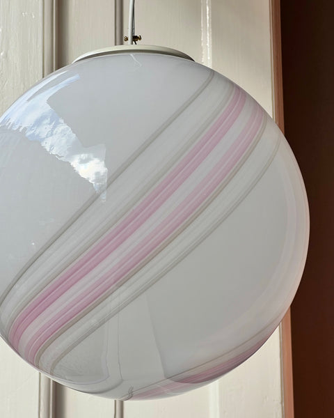 Vintage Murano light pink/white swirl ceiling lamp (D35)