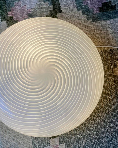 Large vintage Murano white swirl ceiling/wall lamp