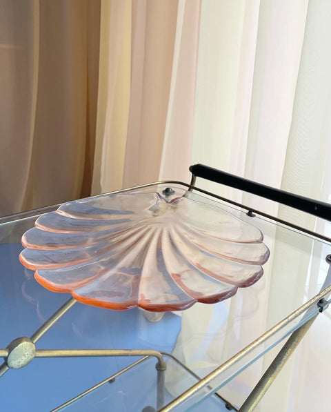 Vintage peach/clear Murano shell dish/bowl