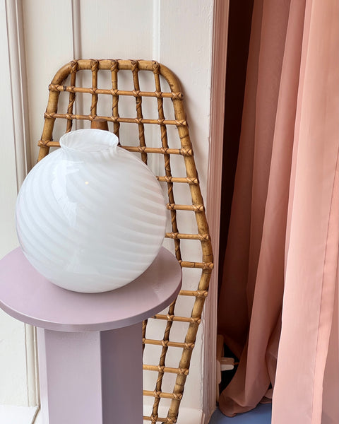 Round vintage white swirl Murano vase