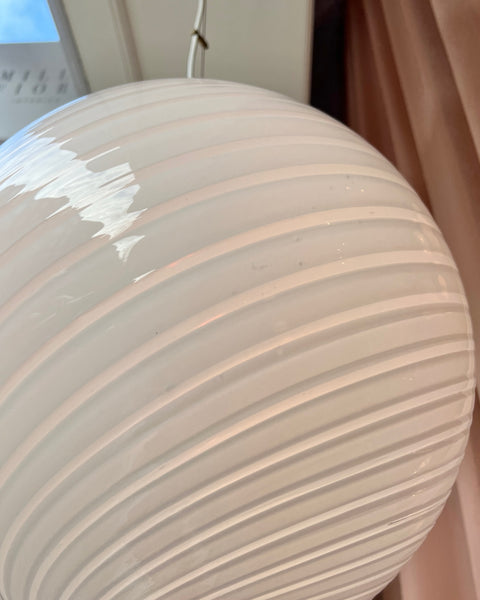 Vintage Murano white swirl ceiling lamp (D40)