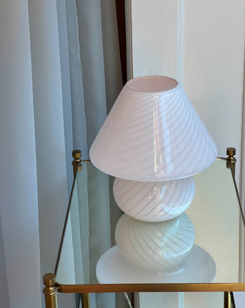 Vintage light pink Murano mushroom table lamp - Medium