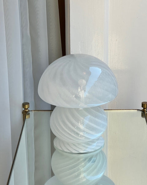 Vintage white Murano mushroom table lamp