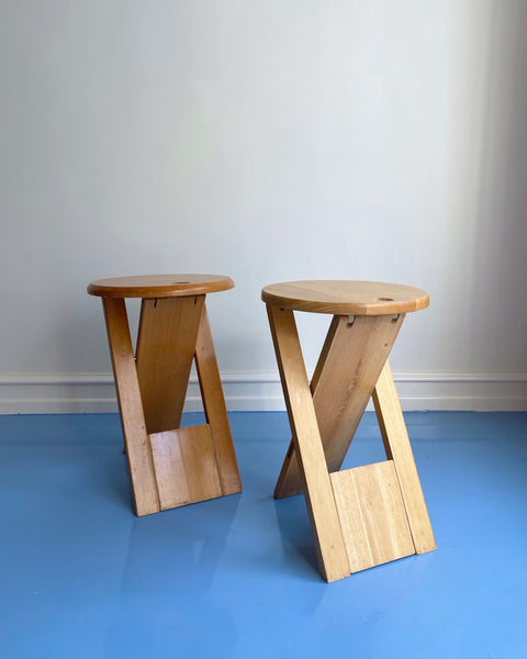 Vintage foldable wooden stool/side table