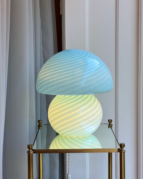 Vintage light blue Murano mushroom table lamp - Large