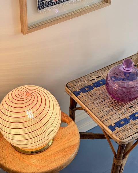 Vintage red/white Murano table lamp