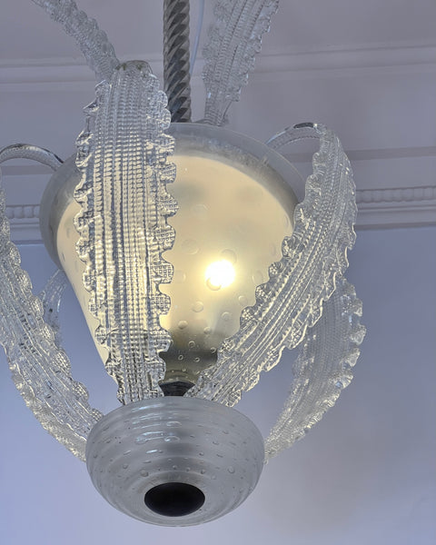 Barovier and Toso classic Murano glass leaves chandelier