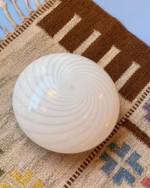 Vintage Murano white swirl ceiling/wall lamp (D26)