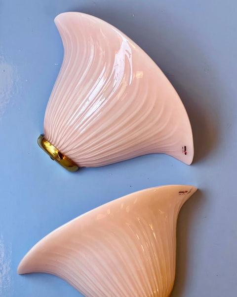 Vintage light pink Murano shell wall lamp