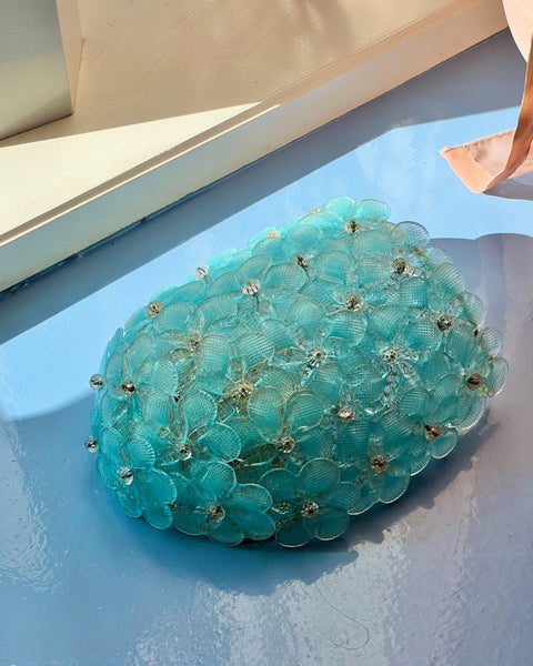 Vintage blue Murano flower wall lamp