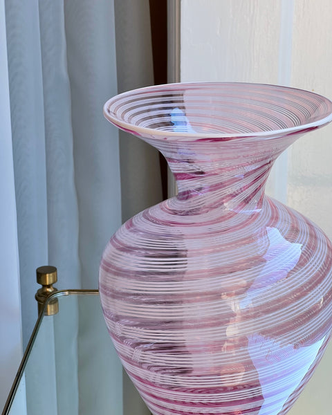 Vintage pink swirl Murano vase